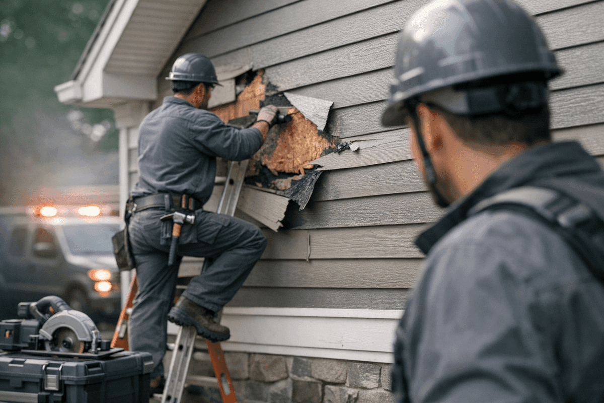 Emergency Siding Services service by J.B. Siding